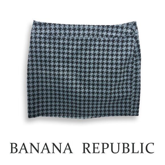 Banana Republic Women's Houndstooth Pencil Skirt Grey Black Size 10 98% Cotton - Picture 4 of 4